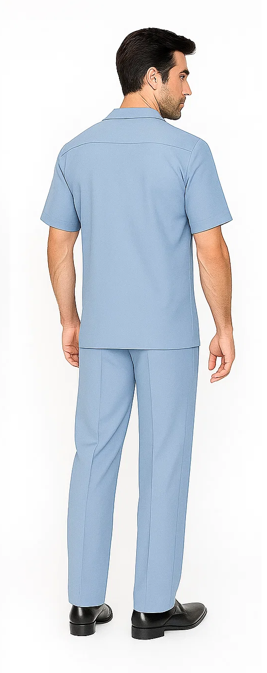 Mens Walking Suit in Color Powder Blue Leisure Suit Casual Matching Shirt and Pants $99 by Zacchi