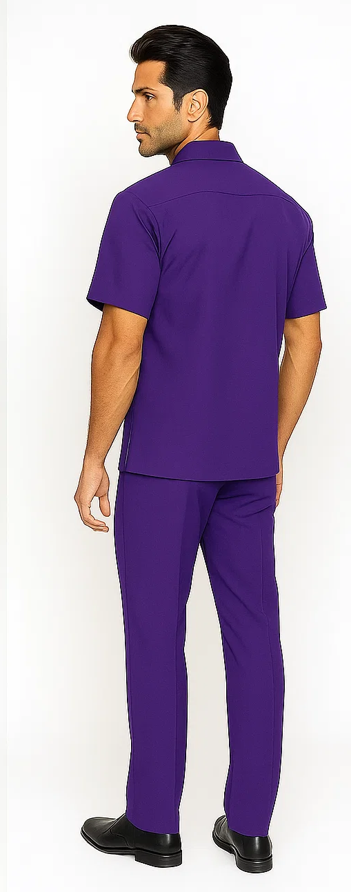 Mens Walking Suit in Color purple leisure suit casual Matching Shirt and Pants $99