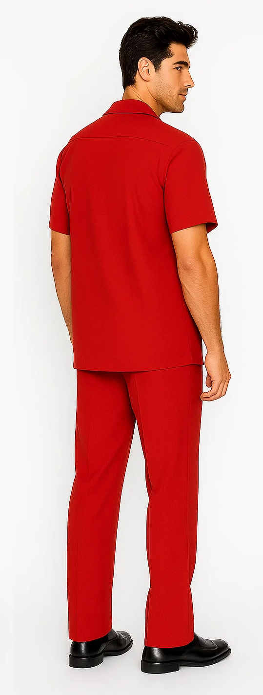 Mens Walking Suit in Color Red Leisure Suit Casual Matching Shirt and Pants $99 by Zacchi