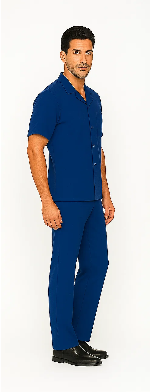 Mens Walking Suit in Color royal bue leisure suit casual Matching Shirt and Pants