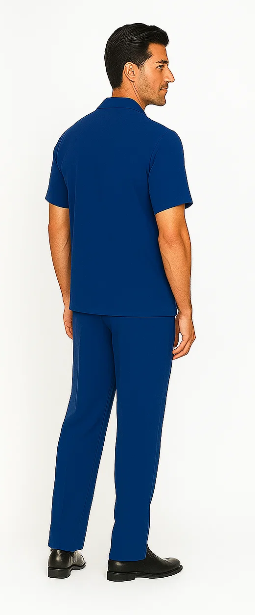 Mens Walking Suit in Color royal bue leisure suit casual Matching Shirt and Pants