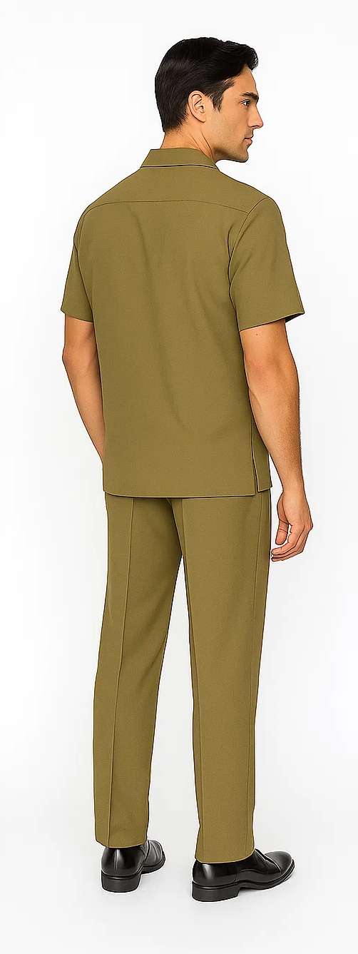 Men’s Houndstooth Walking Suit by Dreams by Zacchi - 2 Piece Lei sure Set in Olive