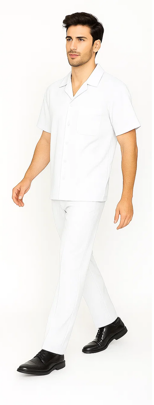 Mens Walking Suit in Color white leisure suit casual Matching Shirt and Pants $99