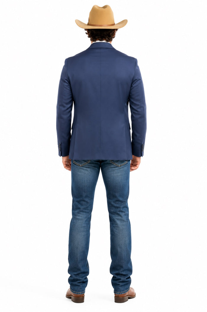 Mens Western Navy 3-Piece Suit – Cowboy Tuxedo and Blazer Formal Set
