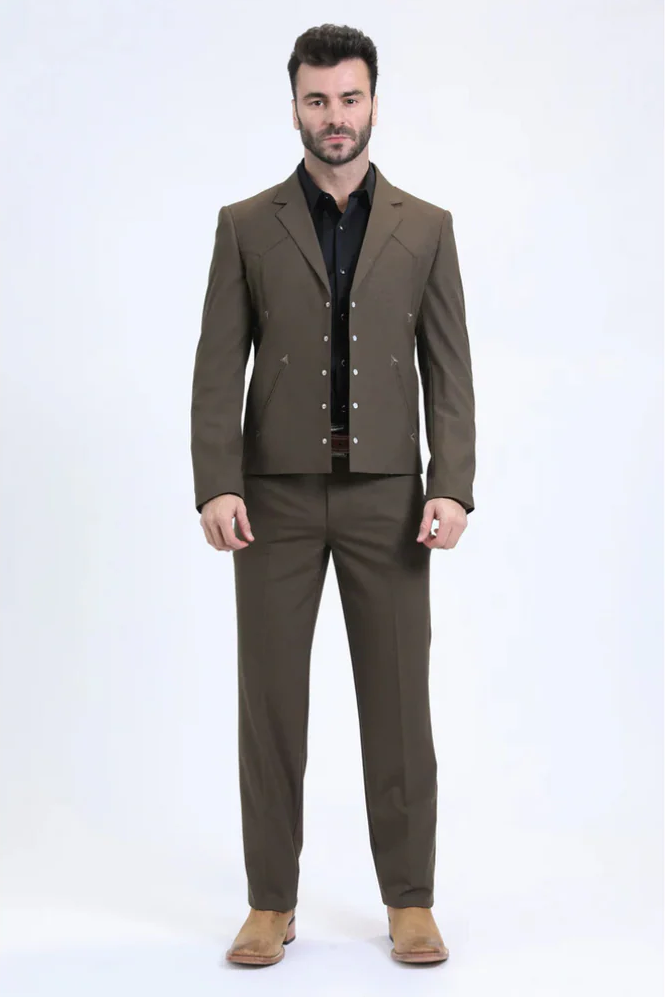 Men's Western Sport Suit - Brown by USA Men's Outlet