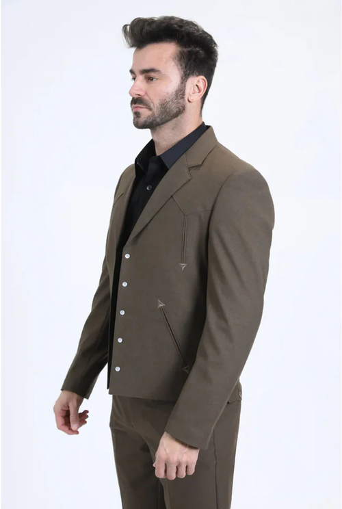 Men's Western Sport Suit - Brown by USA Men's Outlet