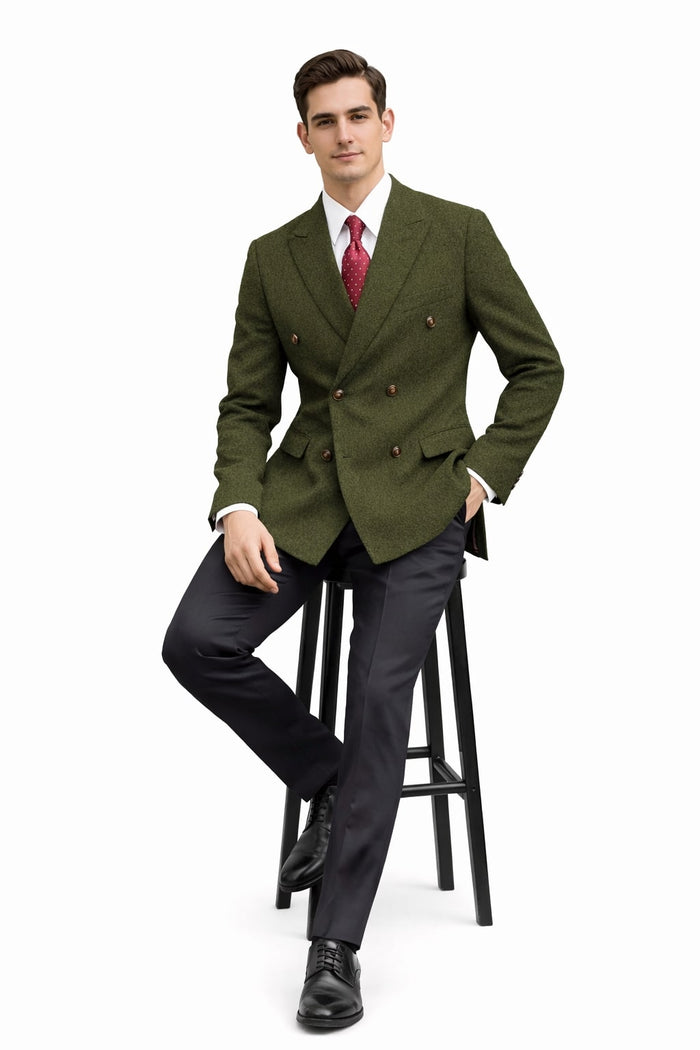 Mens Dark Green Winter Blazer - Hunter Sport Coat jacket Modern Fit 2 Buttons Style Notch by USA Men's Outlet