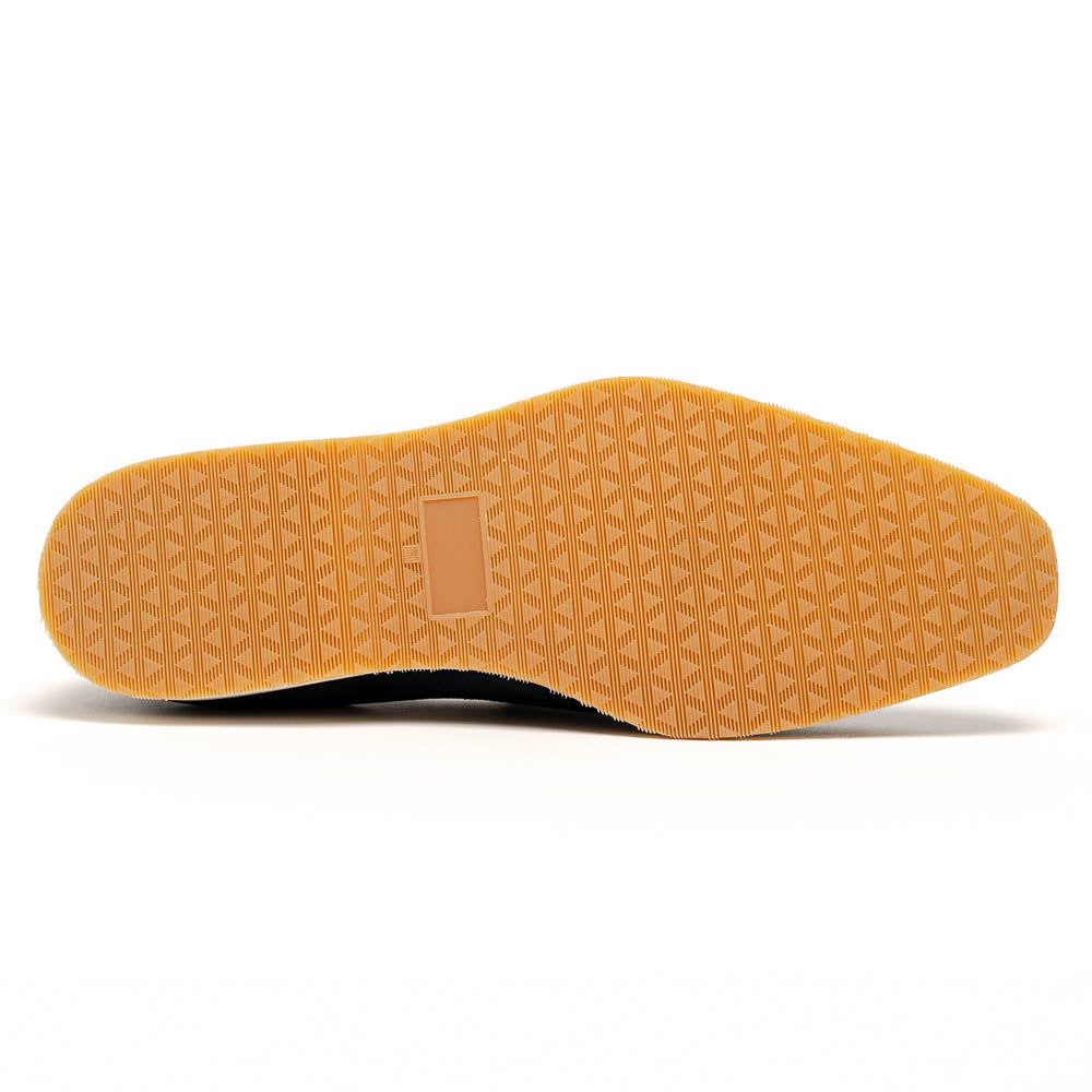 Zelli Meo 3 Suede Penny Loafers with Crocodile Accent in Navy