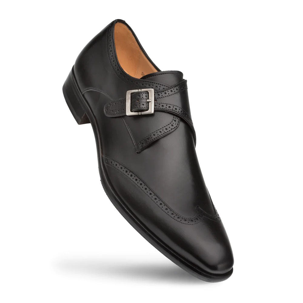 Mezlan Forest Wingtip Monkstrap Shoes Black (9268)