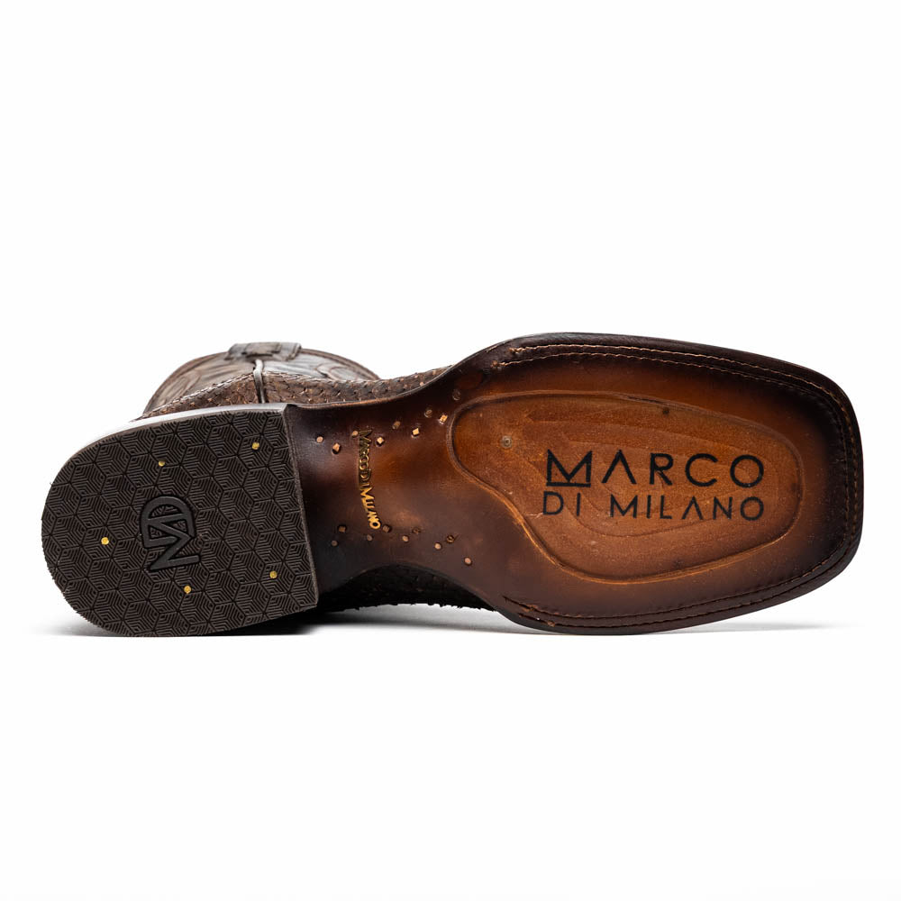 Marco Di Milano Missouri Brown Python Square Toe Cowboy Boots