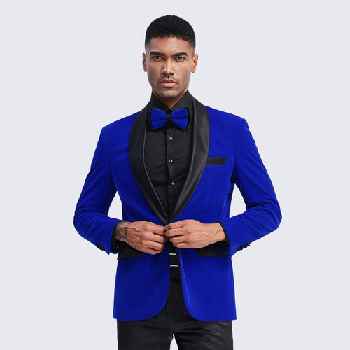 Royal Blue Velvet Tuxedo Jacket with Shawl Lapel – Slim Fit