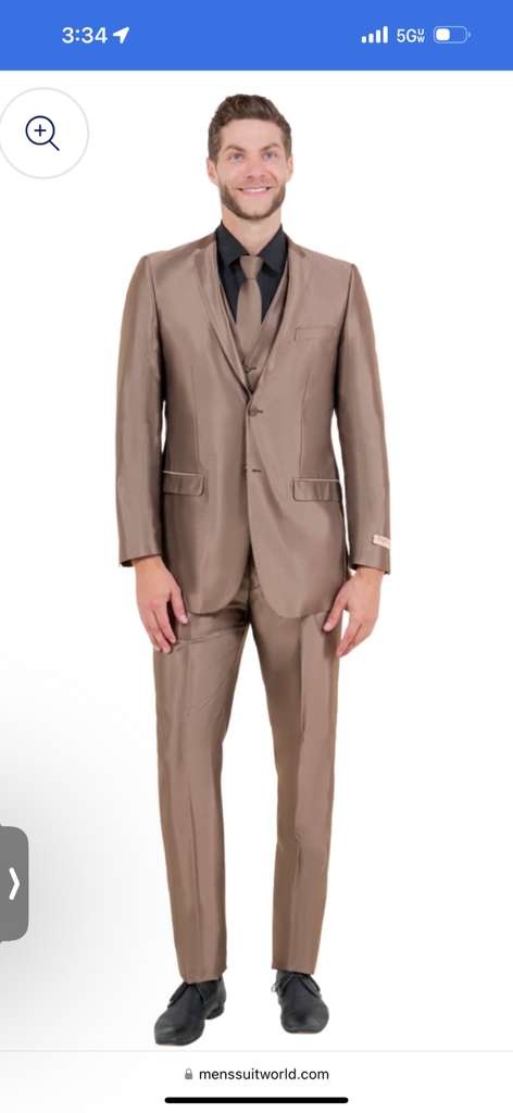 Men’s Bronze Brown Mocco 3 Piece Suit – Modern Formal Suit Set for Wedding, Prom and Business Events Light Brown Coffee Dark Tan