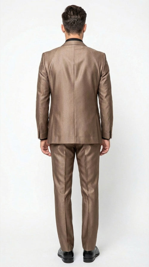 Men’s Bronze Brown Mocco 3 Piece Suit – Modern Formal Suit Set for Wedding, Prom and Business Events Light Brown Coffee Dark Tan