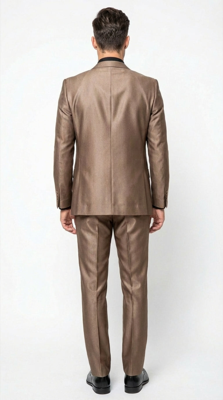 Men’s Bronze Brown Mocco 3 Piece Suit – Modern Formal Suit Set for Wedding, Prom and Business Events Light Brown Coffee Dark Tan