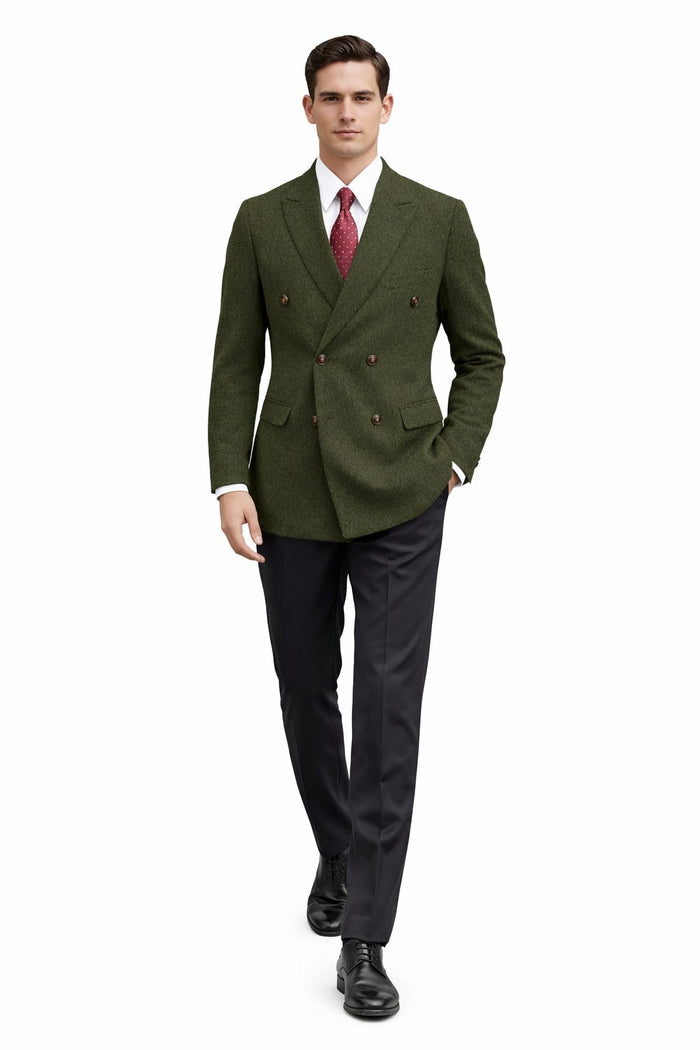 Mens Dark Green Winter Blazer - Hunter Sport Coat jacket Modern Fit 2 Buttons Style Notch by USA Men's Outlet