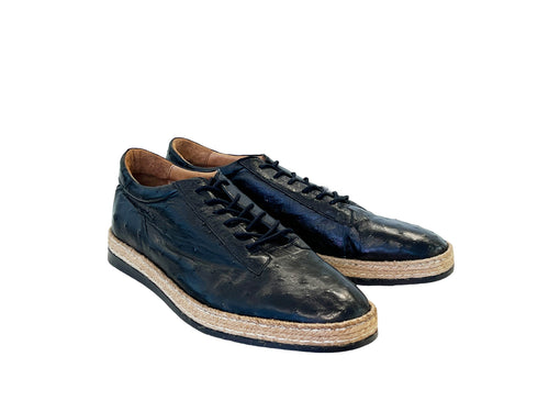 P0105 Monaco Genuine Ostrich Sport- Black