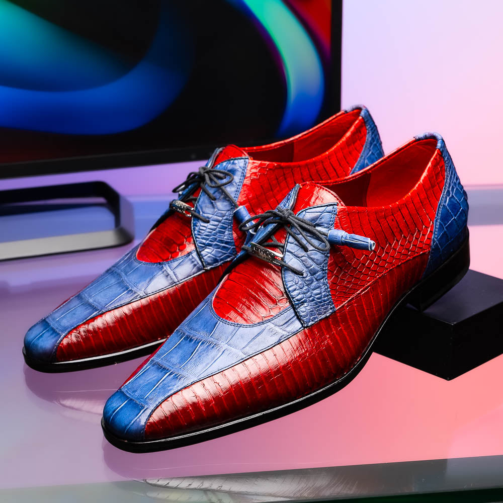 Marco Di Milano Moncalieri - Navy & Red Leather Loafers