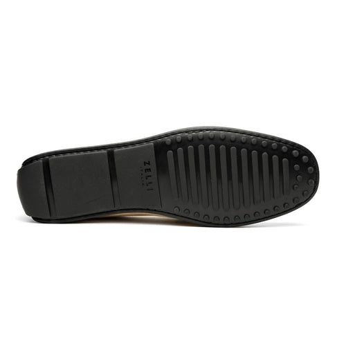 Zelli Monza Suede & Calfskin Driving Loafers in Bone / Chestnut
