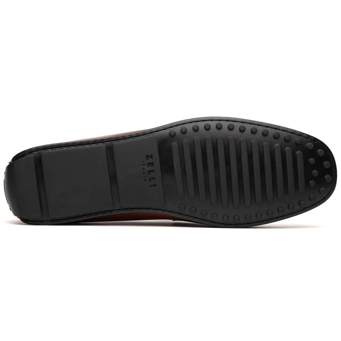Zelli Monza Hand Burnished Calfskin Driving Loafers in Cognac