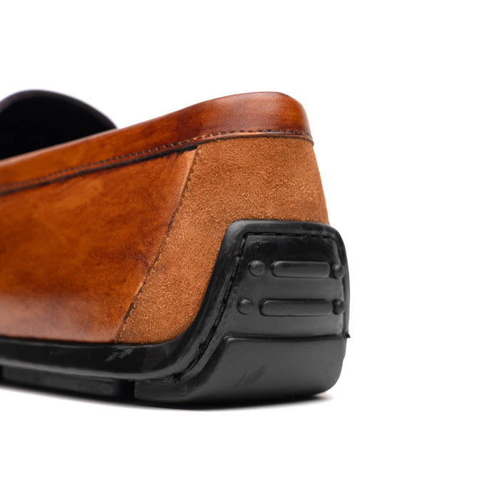 Zelli Monza Hand Burnished Calfskin Driving Loafers in Cognac