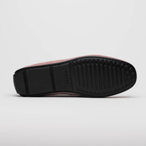 Zelli Monza Suede and Caiman Crocodile Driving Shoes in Candy