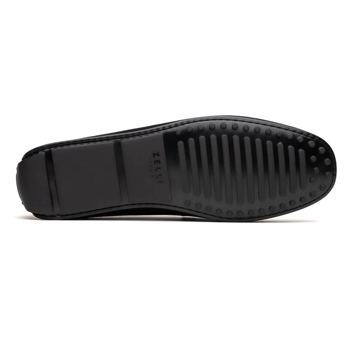Zelli Monza Suede & Calfskin Driving Loafers in Black / Chestnut