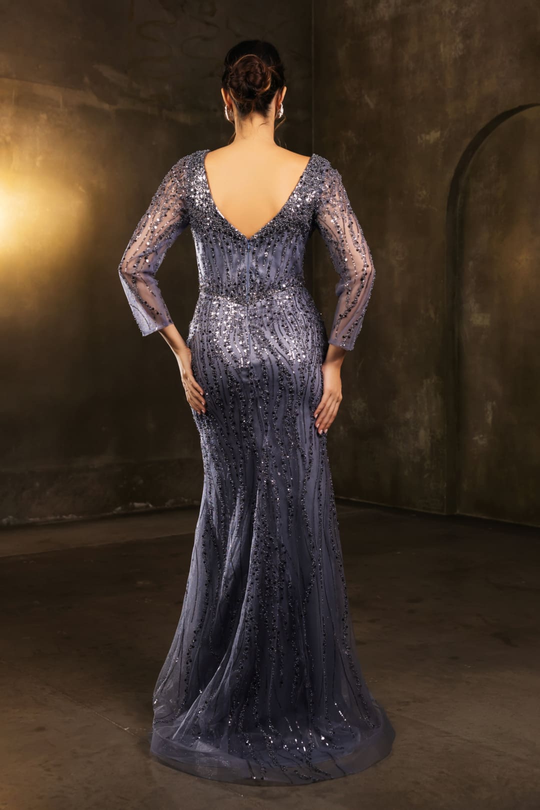 Mother Of The Bride Dress 3/4 Sleeves Mesh Gown By Royal Queen RQ8174