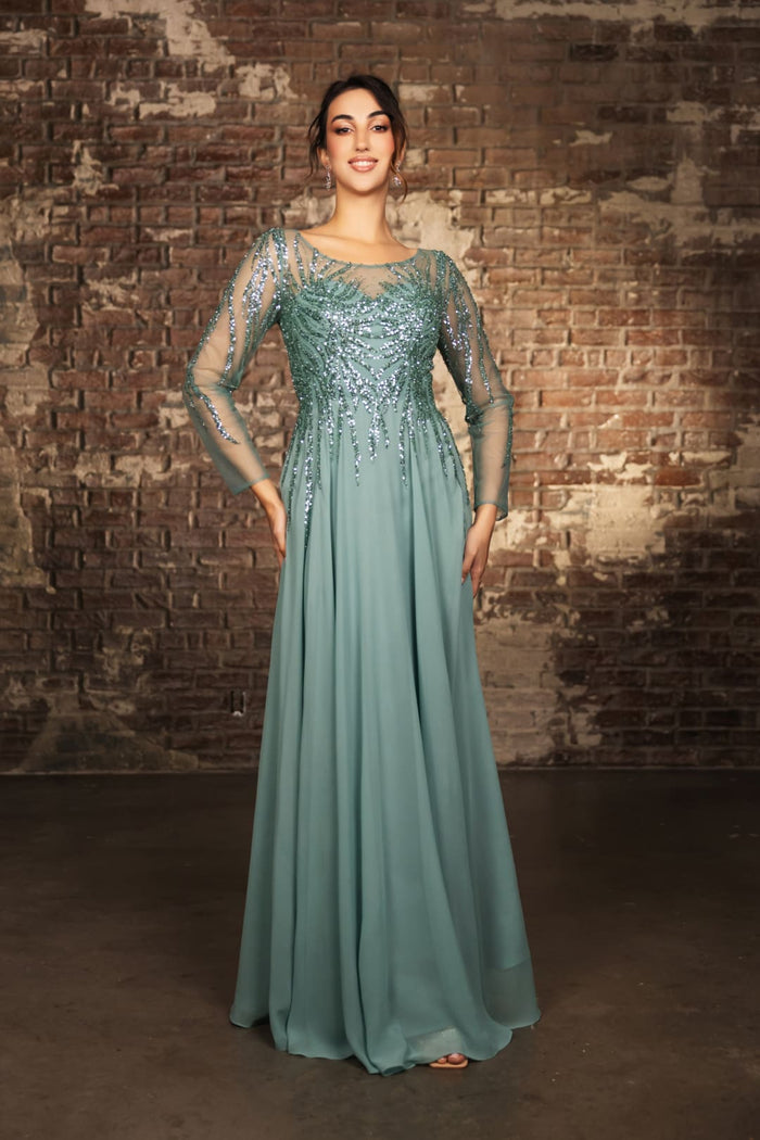 Mother Of The Bride Dress Long Sleeve A-Line Gown By May Queen MQ2161