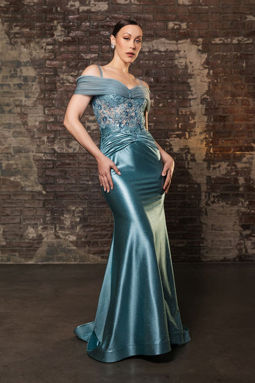 Mother Of The Bride Dress Off The Shoulder Sequin Gown By May Queen MQ2151-New Collection