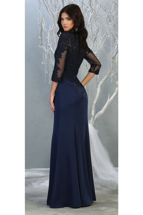 3/4 Sleeve Mother Of The Bride Dress Modest Formal Evening Gown