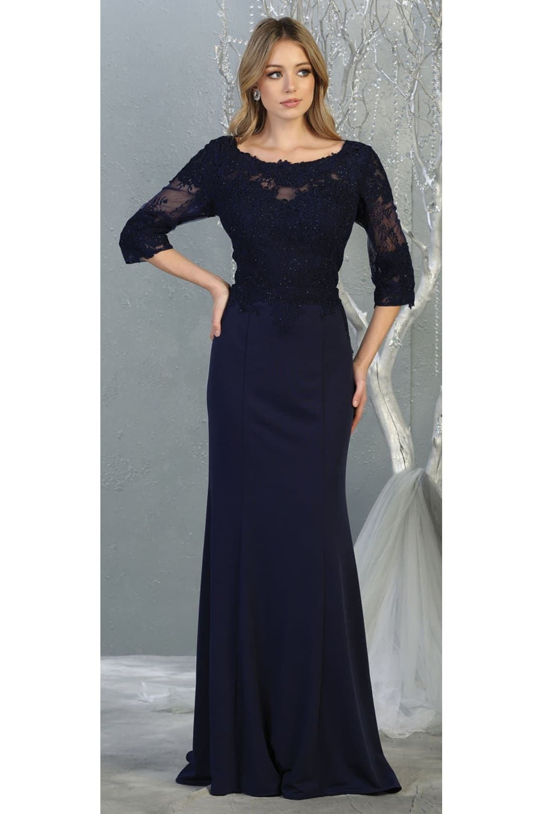 3/4 Sleeve Mother Of The Bride Dress Long Mermaid Gala Evening Gown