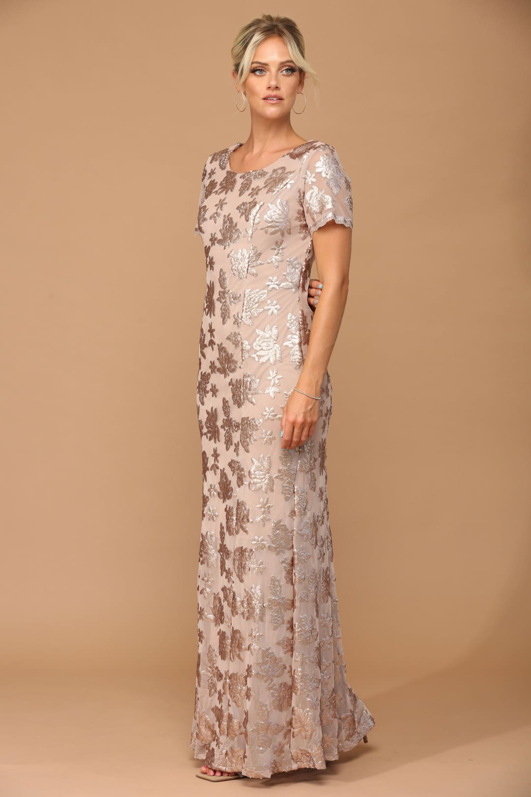 Mother-of-the-Bride Short Sleeve Formal Evening Dress by Eva USA 3456