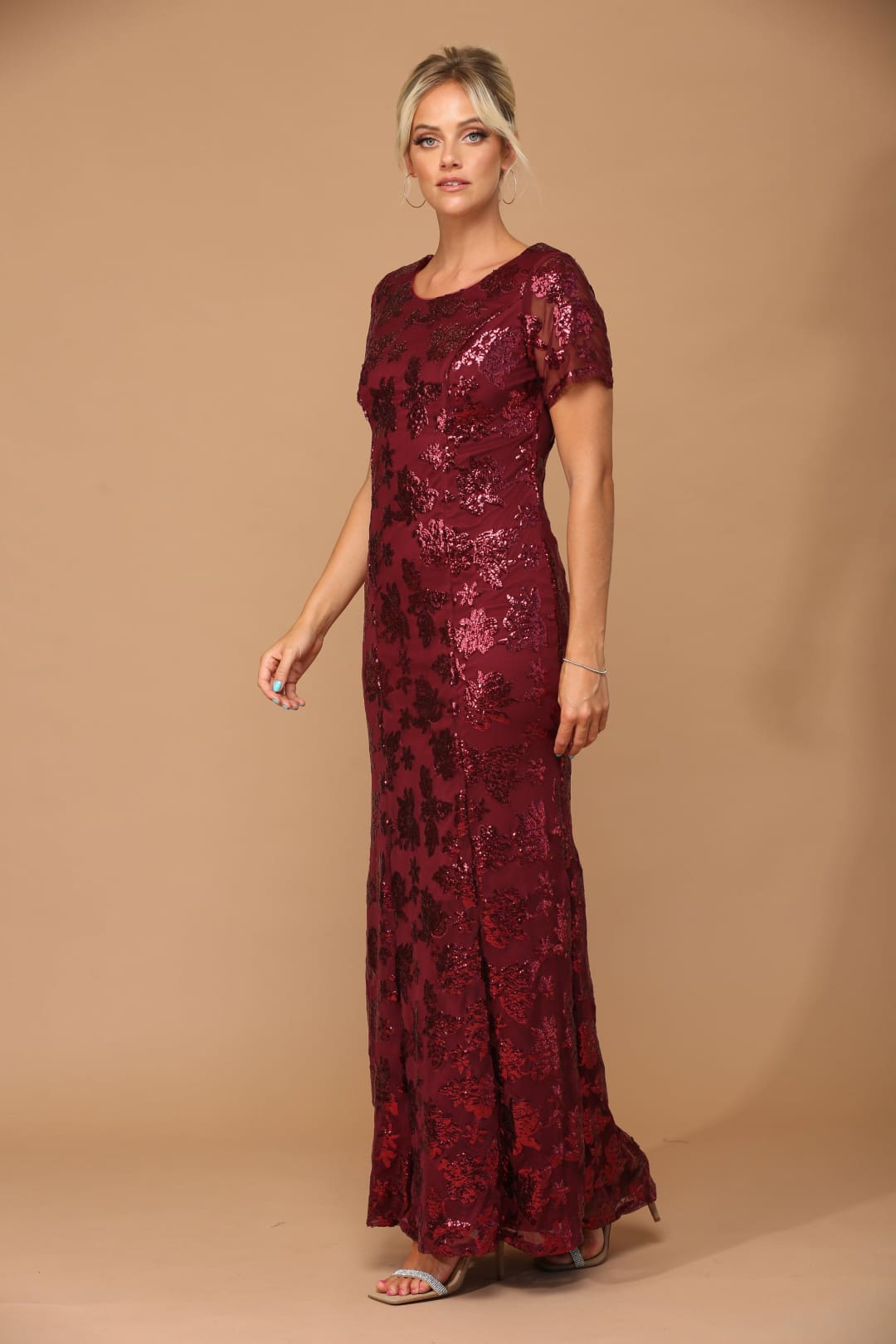 Mother-of-the-Bride Short Sleeve Formal Evening Dress by Eva USA 3456