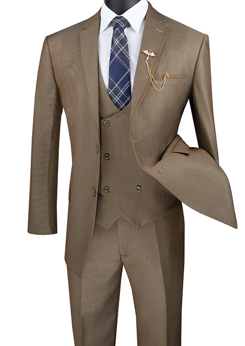Purple Modern Fit 3 Piece Suit with Vest and Elastic Waist Band Pants by Vinci