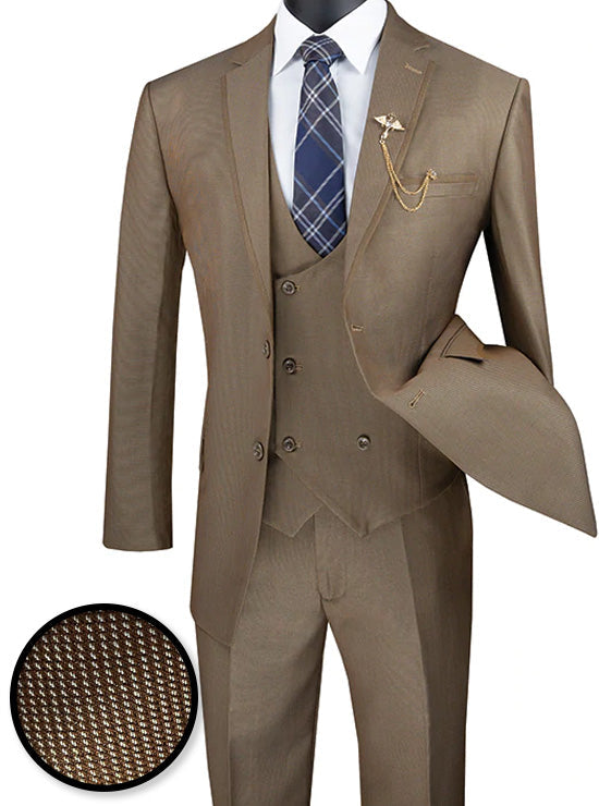 Purple Modern Fit 3 Piece Suit with Vest and Elastic Waist Band Pants by Vinci