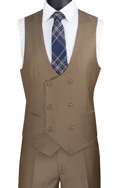 Purple Modern Fit 3 Piece Suit with Vest and Elastic Waist Band Pants by Vinci