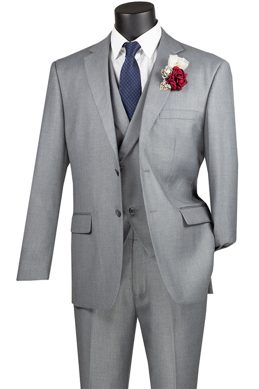 Ramses Collection - Light Gray Regular Fit Double Breasted 2 Piece Suit with Flexible Elastic Waistband