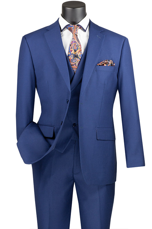 Ramses Collection - Dark Heather Gray Regular Fit Double Breasted 2 Piece Suit with Flexible Elastic Waistband by Vinci