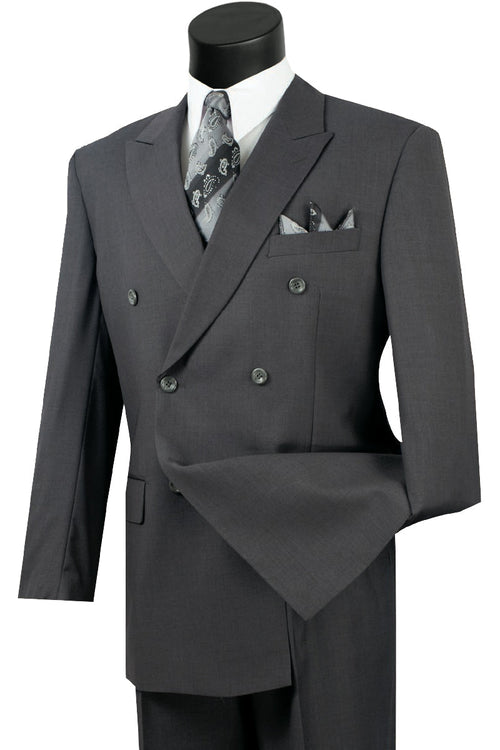 Mens Classic Wool Feel Double Breasted Suit in Blue by Vinci