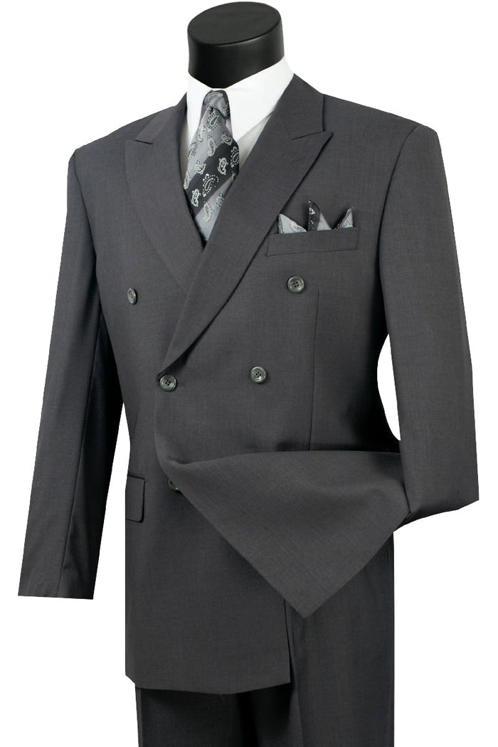 Mens Classic Wool Feel Double Breasted Suit in Blue by Vinci