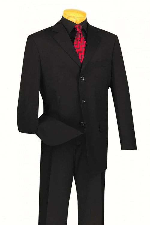 Mens Classic 3 Button Regular Fit Suit in Black by Fortino Landi