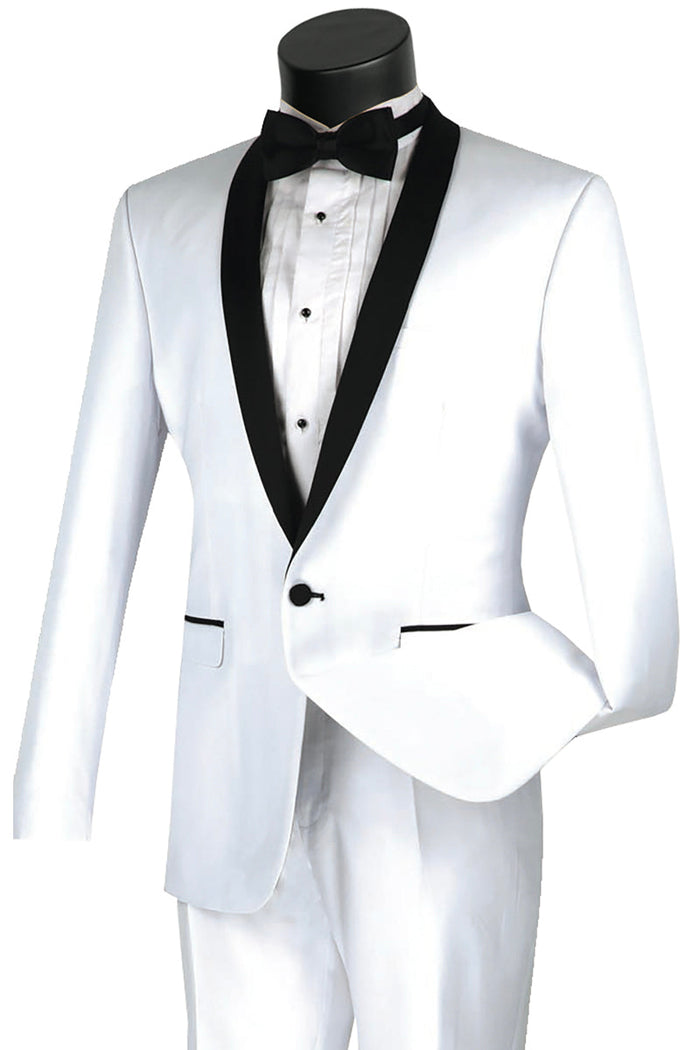 Mens Slim Fit Poplin Tuxedo in Black by Vinci