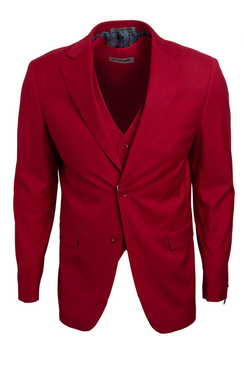 Men's Red Stacy Adams Vested Business Suit - Classy Two-Button Basic