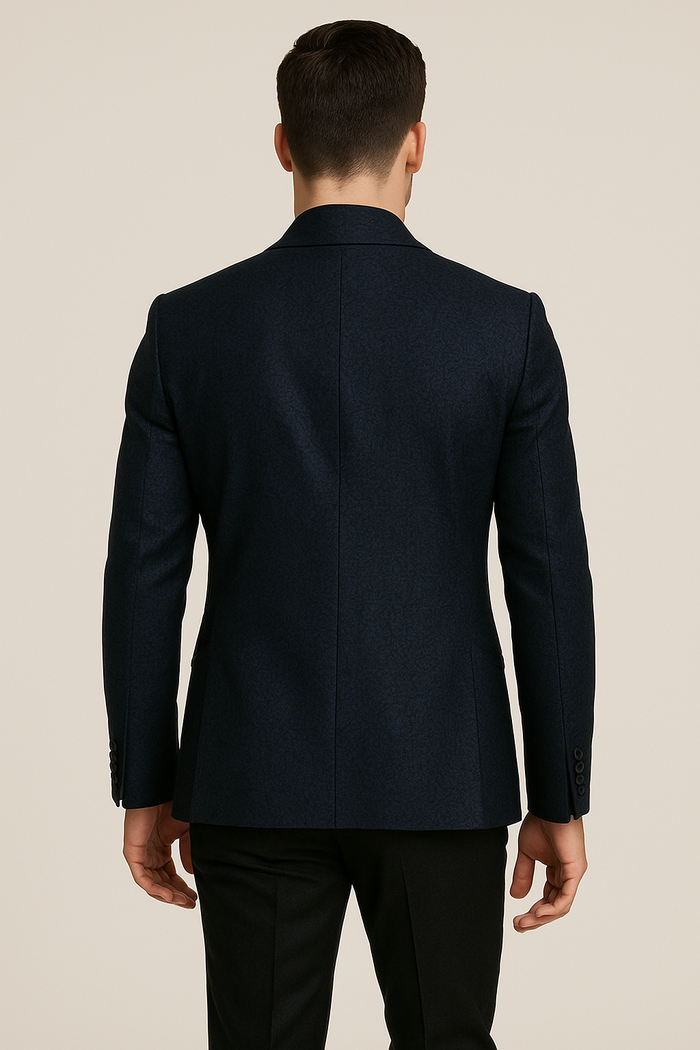 Mens Slim Fit Paisley Shawl Lapel Prom Dinner Jacket Tuxedo Blazer in Navy Blue by menstuxedousain