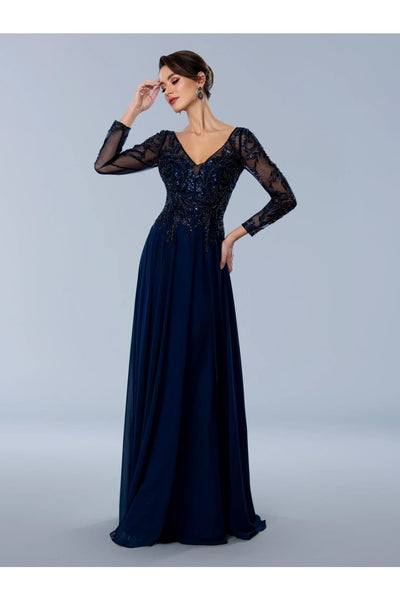 Navy Mother of Bride Dress 3/4 Sleeve Gown Stella Couture 24308