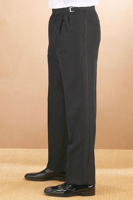 George Black Polyester Pleated Tuxedo Pants by Neil Allyn