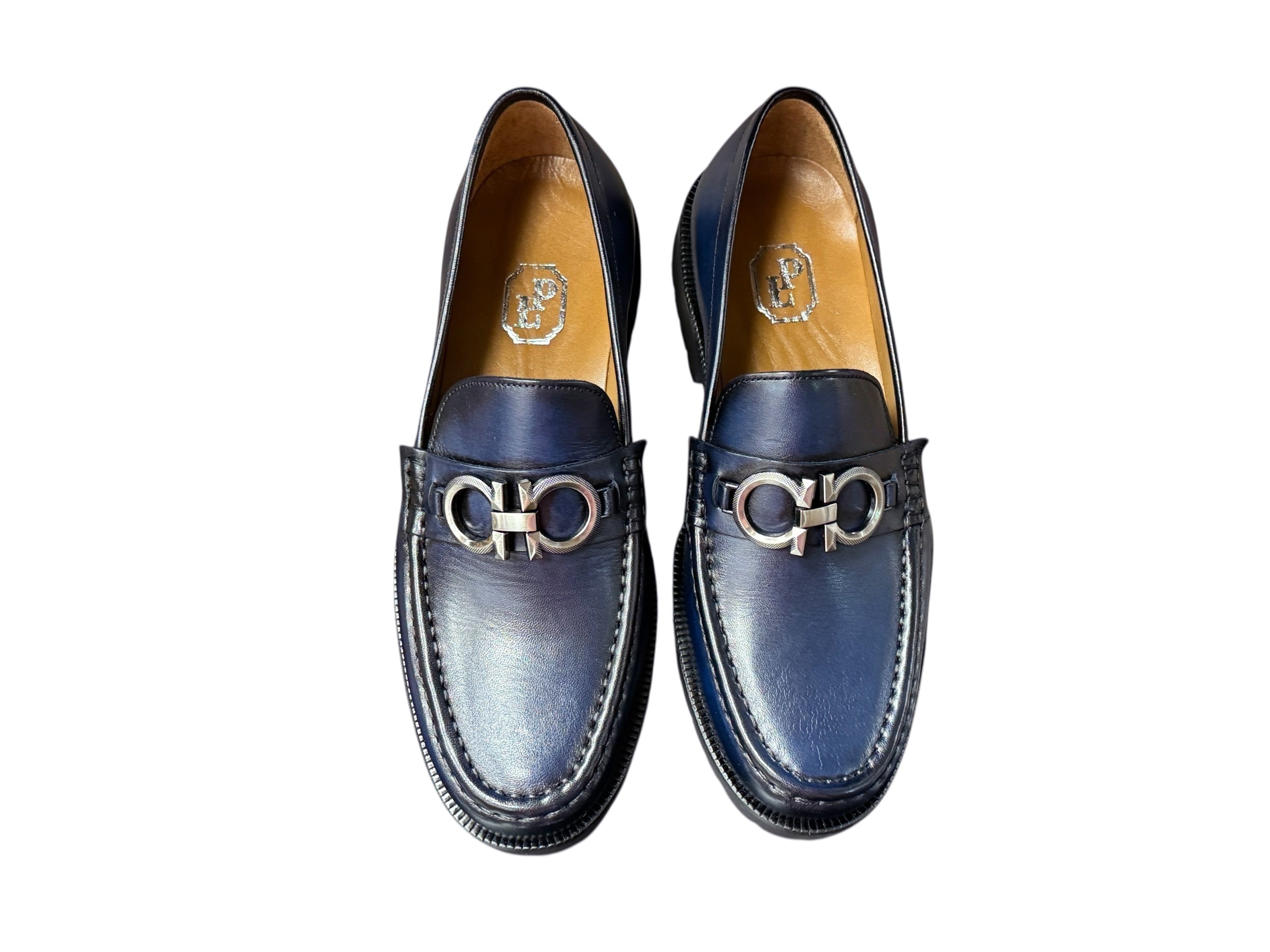 P042 Newport- Navy Buckle Loafer