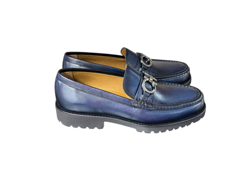 P042 Newport- Navy Buckle Loafer
