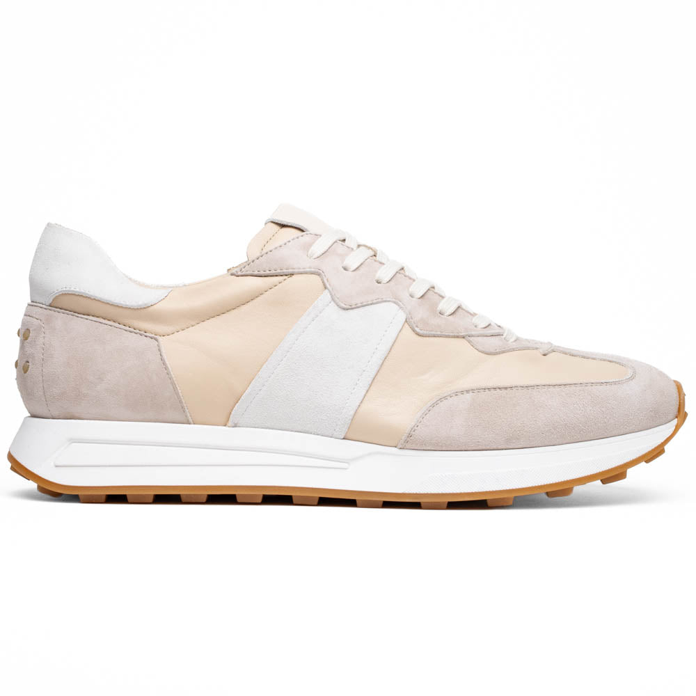 Zelli Roxi Luxury Sneaker in Taupe Suede and Smooth Calfskin