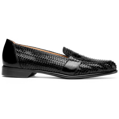 Zelli Nicola Handwoven Italian Calfskin Penny Loafers in Black